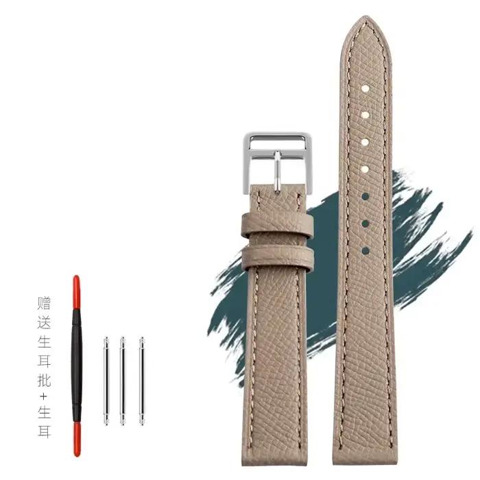 Pour Hermes H bracelet de montre en cuir véritable série HOUR cadran carré mince Orange confortable 