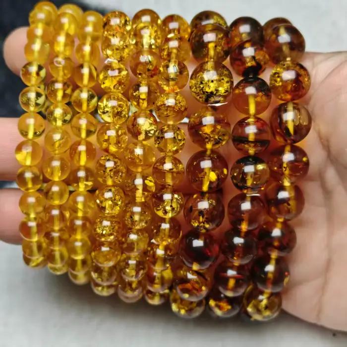 Bracelet à main en ambre naturel AAA, bijoux, perles rondes en ambre, cercle unique, vente en gros