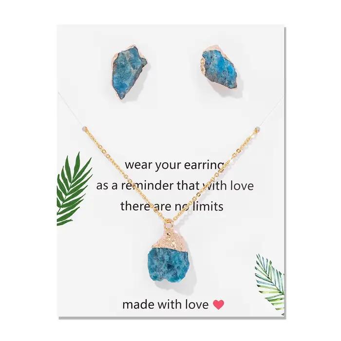Boucles d'oreilles ATen irrégulières pour femmes et hommes, ensemble collier et boucles d'oreilles e