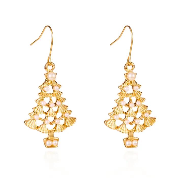 Boucles d'oreilles rouges pour femmes, chapeau étoile d'arbre de noël, goutte d'eau, bijoux délicats