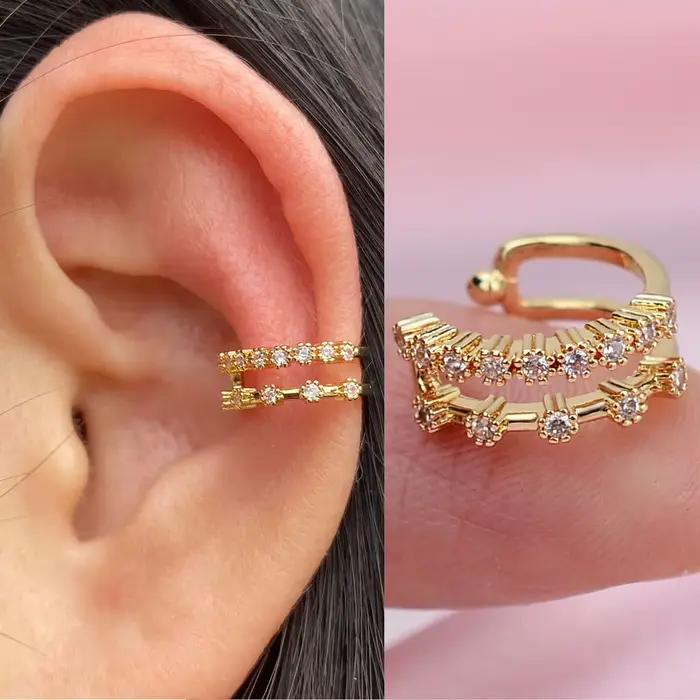 Boucle d'oreille à Clip en cristal CZ, 1 pièce, manchette d'oreille en feuille sans Piercing, Helix 
