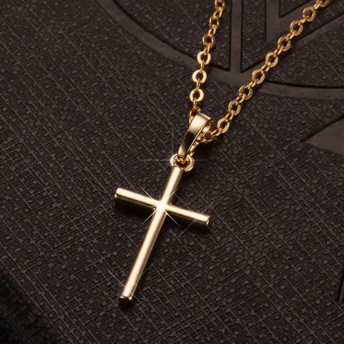 Pendentifs croix à la mode, livraison directe, couleur or argent, cristal, croix de jésus, collier, 