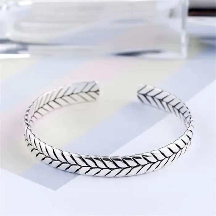 Bracelets tressés créatifs en argent regardé 925, bijoux de personnalité du cuir chevelu, bracelets 