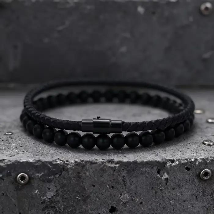 Hiphop hommes Bracelet ensemble 2 pièces 3 couleurs disponibles une Grade 4mm quille chaîne Braclet 
