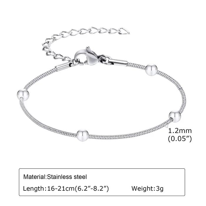 Bracelet chaîne pour femme couleur argent, bracelets empilables en acier inoxydable, cadeaux superpo