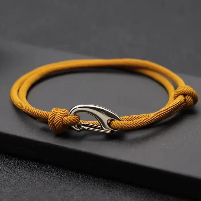 Bracelet à cordes marines à double couche pour hommes et femmes, style simple, réglable coulissant, 