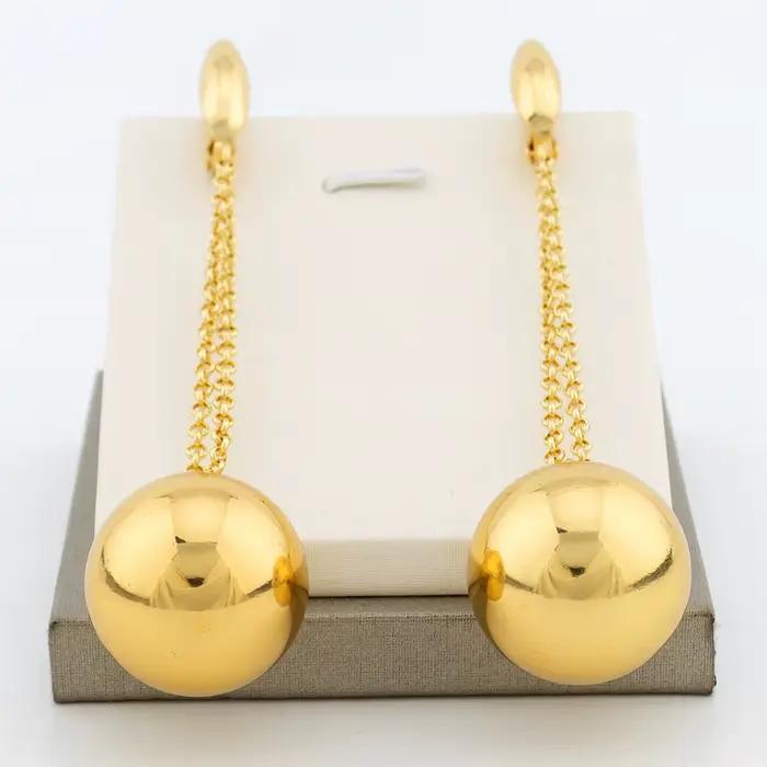 Boucles d'oreilles en perles rondes plaquées or pour femmes, boucles d'oreilles simples en forme de 