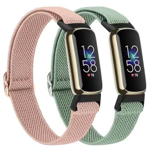 Bracelet artificiel astique de Remplacement Réglable pour Montre Connectée Fitbit Luxe, Accessoires,