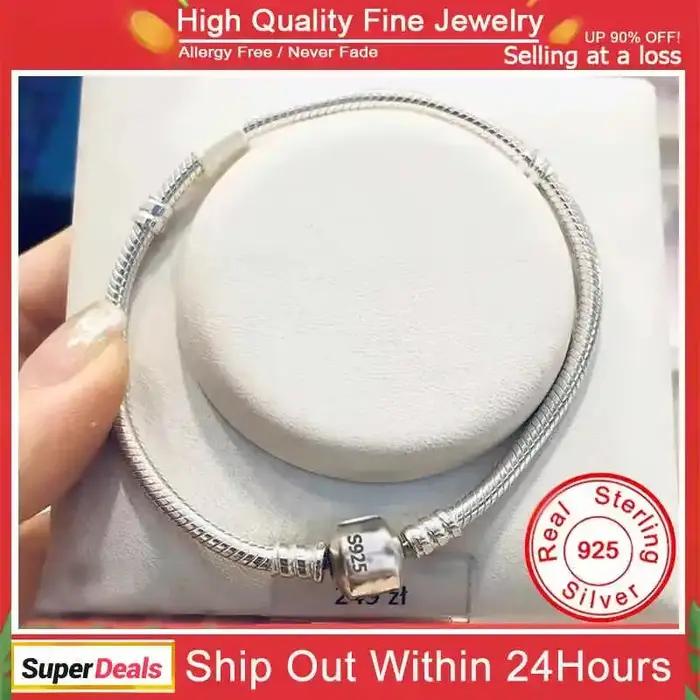 Bracelet Original en Argent Sterling 925 pour Femme, Breloques de Bricolage, Perles, Lien Salle, Bij