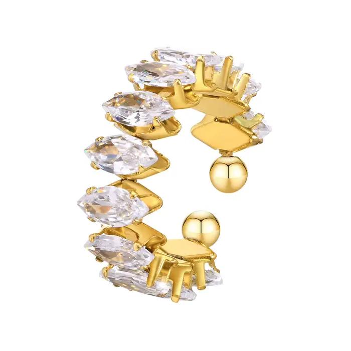 Vnox-Bague de fiançailles en cristal pour femme, bijou de luxe en forme de cubique, cadeau pour elle