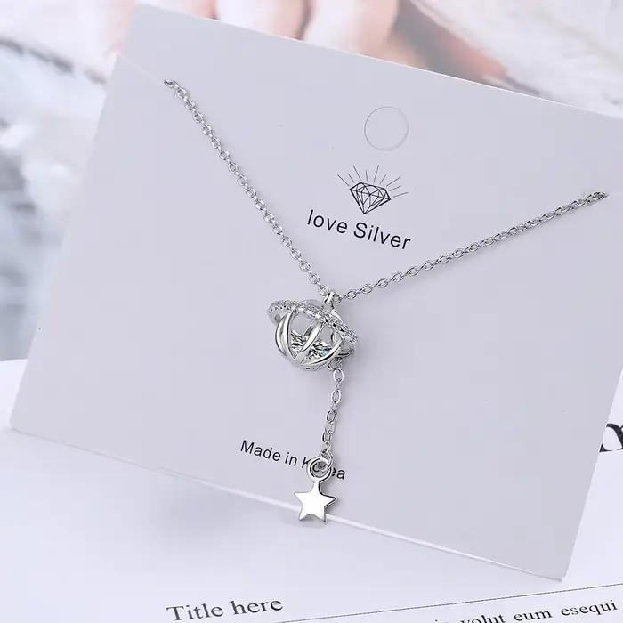 Collier pendentif planète cosmique en argent Sterling S925 pour femmes (40cm + 3.5cm), livraison gra