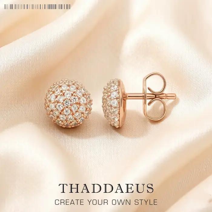 Boucles d'oreilles boule de pierre blanche plaquée or Rose, bijoux fins romantiques européens pour f