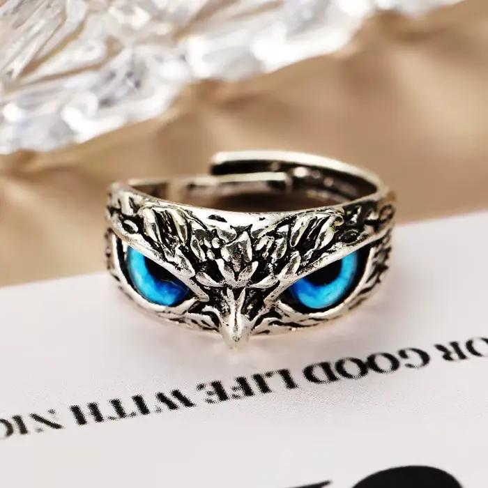 Bague hibou Vintage à breloque pour hommes et femmes, animaux mignons, bagues gothiques pour jeunes,