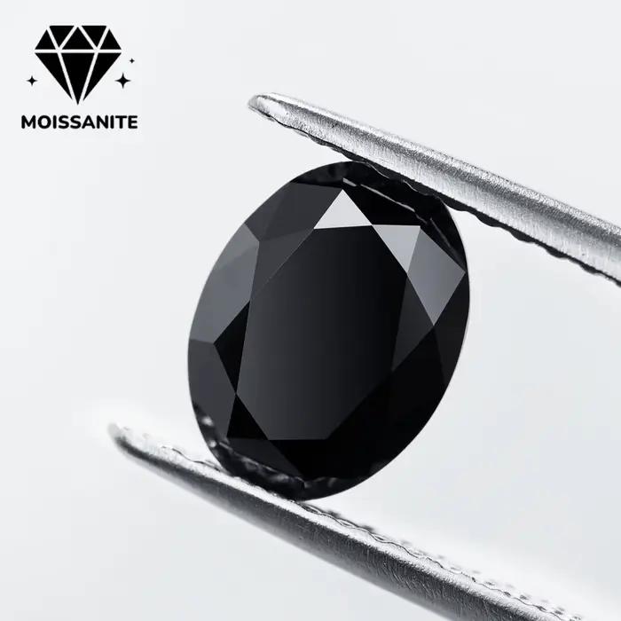 1 pièce de moissanite noire ovale de 1/2 carat, peut être utilisée pour la fabrication de bijoux tel