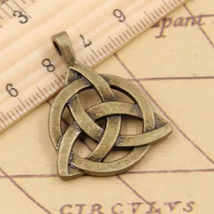 10 pièces breloques celtique noeud amulette 35x27mm tibétain Bronze argent couleur pendentifs Antiqu