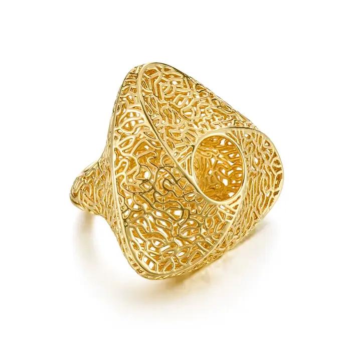 IVOG – bague Design de forme triangulaire creuse pour femmes, anneau de Texture en maille tricotée d