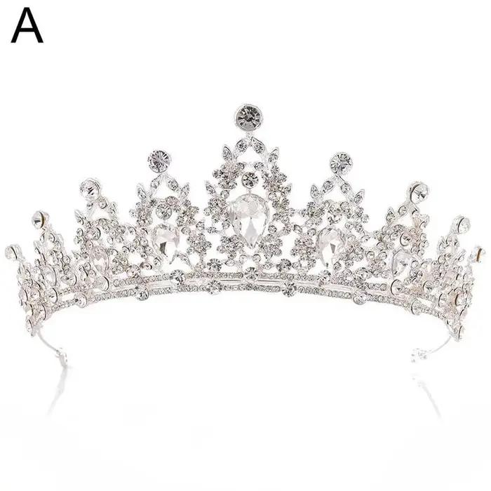 Diadème de cheveux de mariage en cristal, couronne de mariée, couleur argent, voile diadème, accesso