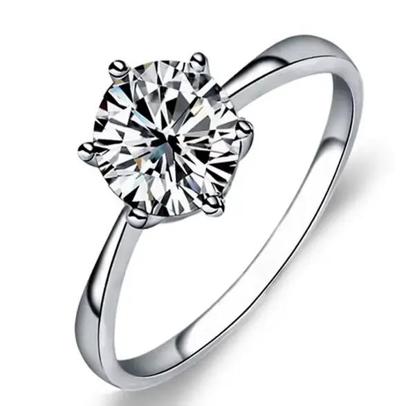 Bague classique à six griffes couleur or, avec cristaux autrichiens AAA, pour mariage, cadeau de mar