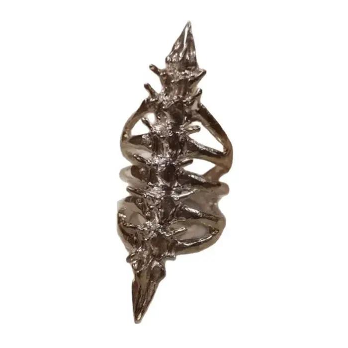 Bague squelette gothique tendance unisexe, personnalisée, rétro, en métal, motif os de la colonne ve