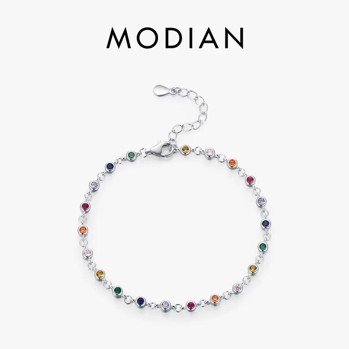 MODIAN bohême Style chaîne à breloques Bracelet pour femmes réel 925 en argent Sterling couleur arc-
