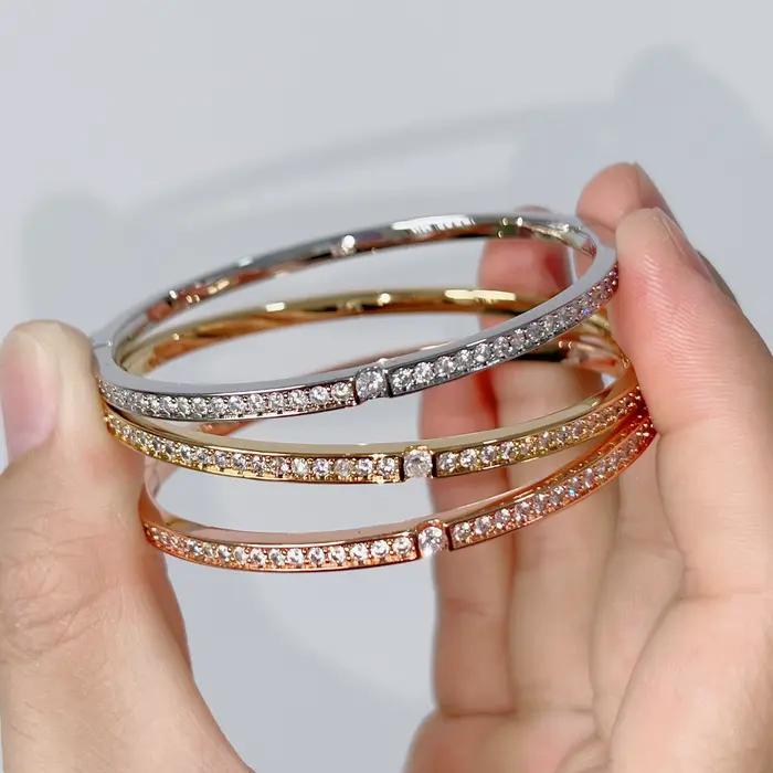 Bracelet en argent Sterling 925 pur avec diamants, Design classique, bijoux de fête, d'amitié, en ar
