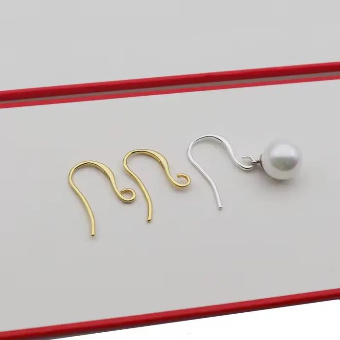 1 Paire de crochets d'oreille en argent sterling 925 massif de 15 mm, composants et accessoires pour la fabrication de bijoux DIY