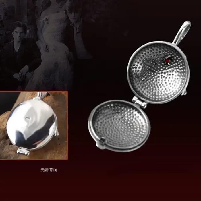 Collier Médaillon en Argent Pur 925 pour Femme, Pendentif Cosplay, Bijoux, Pull, Film The Vampire Diaries, Elena Vervain, Cadeau de Noël