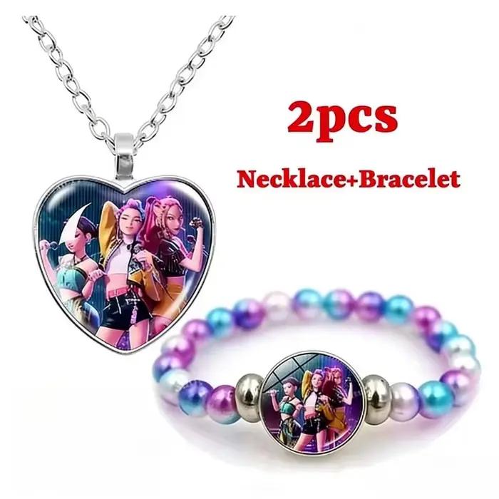 Ensemble tendance 2 pièces Demon Hunters : 1 bijou, collier et bracelet délicats, accessoire élégant pour le quotidien et les occasions festives