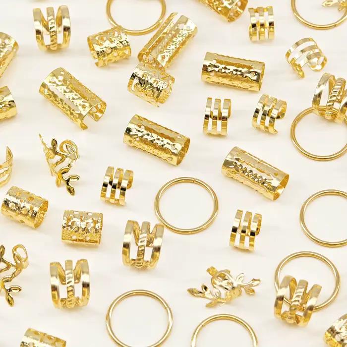 60 pièces bijoux de cheveux pour tresses accessoires pour femmes filles anneau de cheveux en métal pince de manchette pour Dreadlock cheveux tresse bijoux décorations