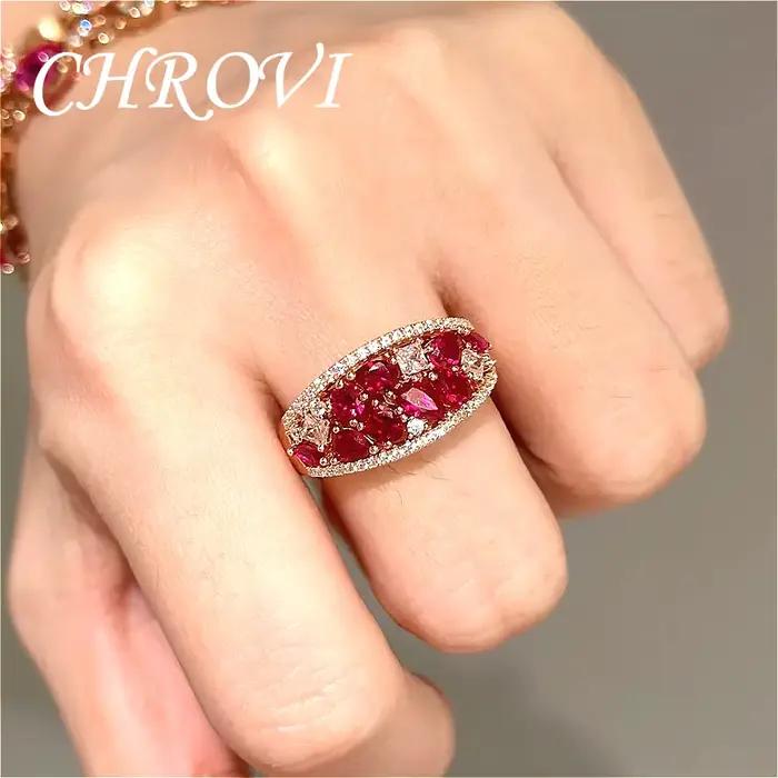 Exquise bague en argent sterling 925 avec corindon rouge - bague vintage classique et polyvalente