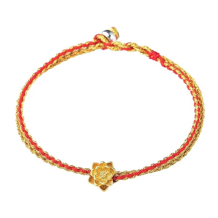 Bracelet en Corde Annie Rouge Tissé à la Main, Charmant, Plaqué Or, Style INS, Accessoire de Conception de Niche, pour Femme