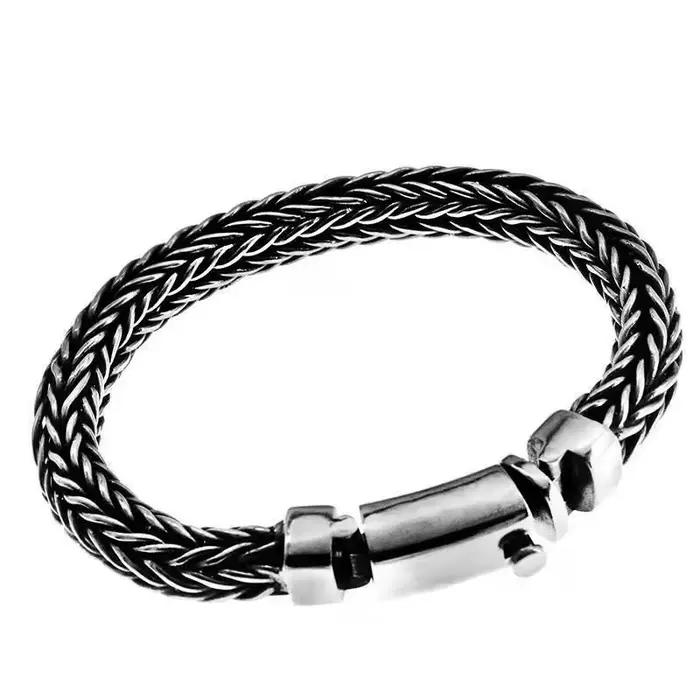 Bracelet pur tissé à la main, rétro dominateur et épais, personnalisé pour hommes