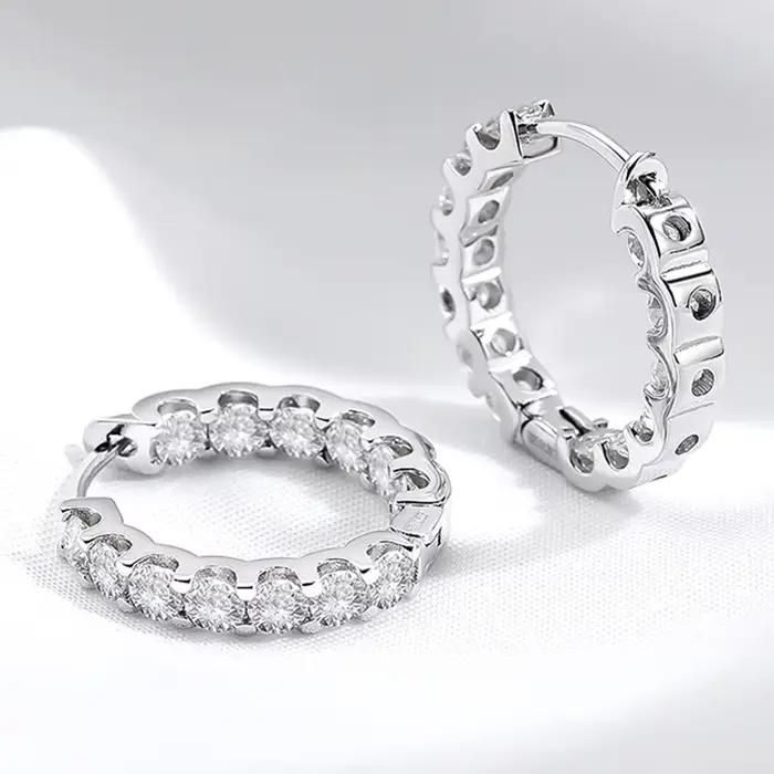 Smyoue 18k plaqué Total 2.6CT pleine Moissanite boucle d'oreille pour les femmes scintillant fête de mariage boucle d'oreille 925 bijoux en argent Sterling
