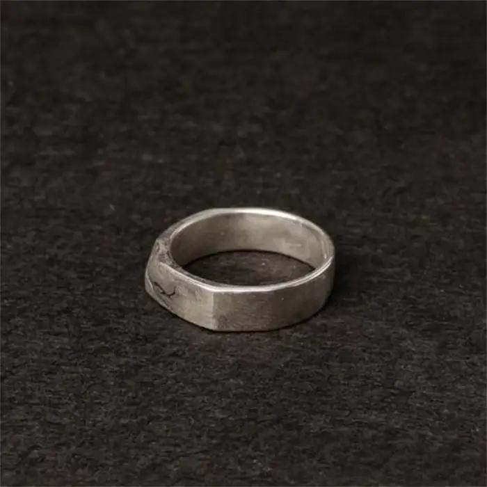 Bague Vintage craquelée pour hommes, bijoux à ouverture réglable, Index masculin, argent 925, cadeaux d'anniversaire pour petit ami