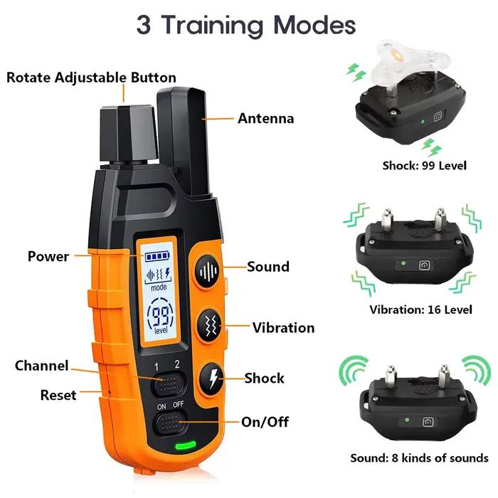Collier de dressage pour chien de 3300 pieds, avec télécommande, Rechargeable, étanche, avec bip, Vibration, choc, entraînement pour animaux de compagnie de haute qualité