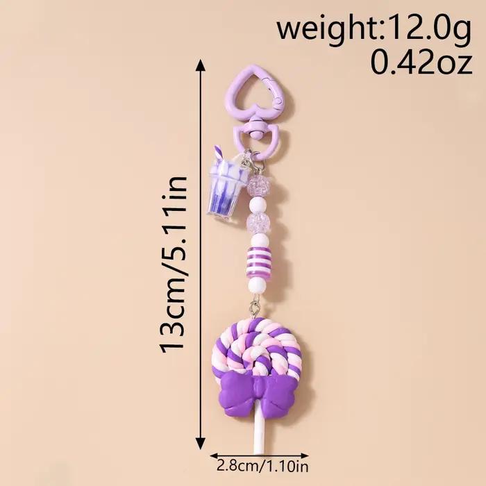 Joli porte-clés sucette en résine pour femmes et filles, pendentifs de jus, décor de sac à main, bricolage, bijoux cadeau pour enfants