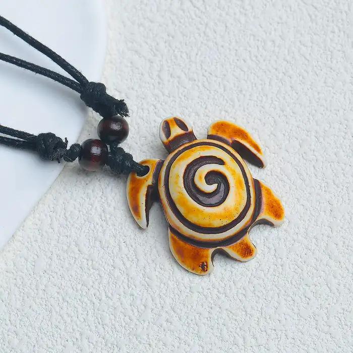 Collier pendentif tortue rétro pour hommes, breloque bricolage, personnalité de la mode, bijoux carillons, hip-hop, ensemble de veste de couple