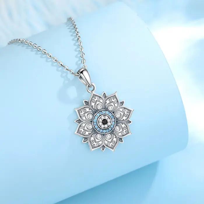Eudora – collier en argent Sterling 925 pour homme et femme, pendentif Vintage en forme de fleur de Lotus, œil maléfique, bijou de personnalité, cadeau