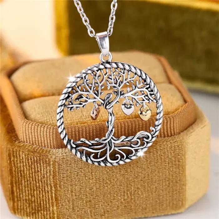 Collier pendentif arbre de vie pour femme, mignon, couleur or, bijoux de mariage, cadeau pour femmes