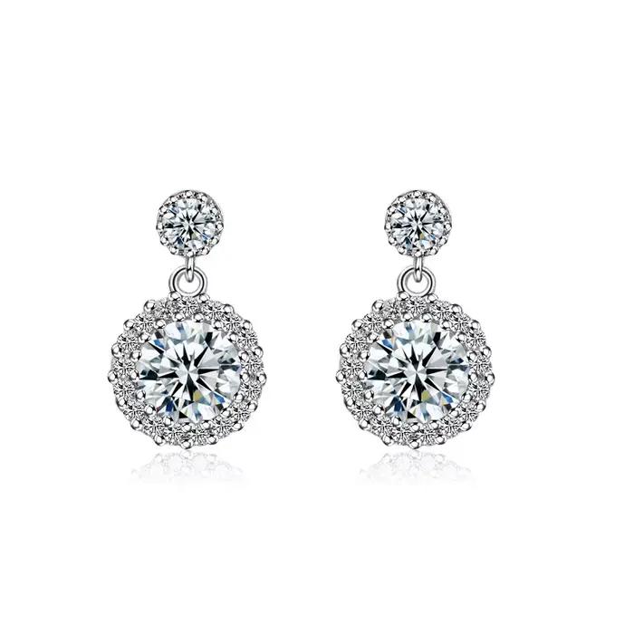 Boucles d'oreilles en argent sterling 925, bijoux brillants et magnifiques pour femmes, bijoux de mariage exquis, bijoux de fiançailles, zircon, cadeaux tendance