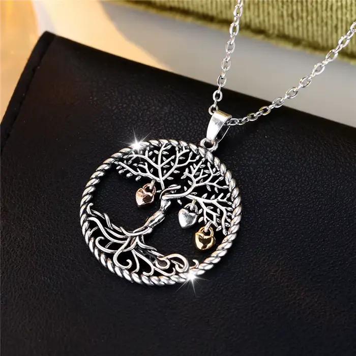 Collier pendentif arbre de vie pour femme, mignon, couleur or, bijoux de mariage, cadeau pour femmes