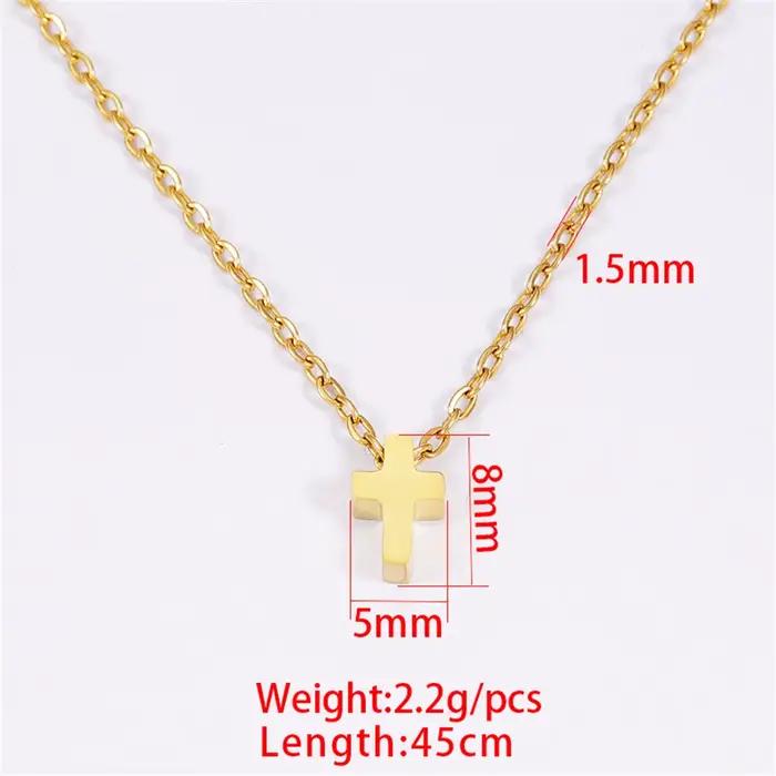 Collier croix en or pour femmes, couleur or, acier inoxydable, mode femme, petit pendentif croix de jésus, bijoux, vente en gros, livraison directe