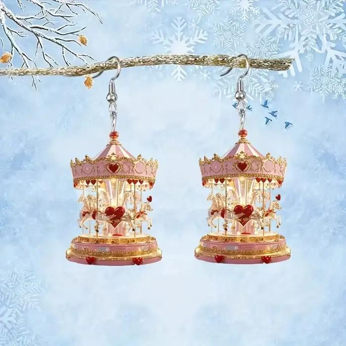 Boucles d'oreilles de noël en forme de cerf, strass, pain d'épices, bonbons, bonhomme de neige, chien, arbre, nœud, boîte-cadeau, boucles d'oreilles pour femmes et hommes, bijoux cadeaux