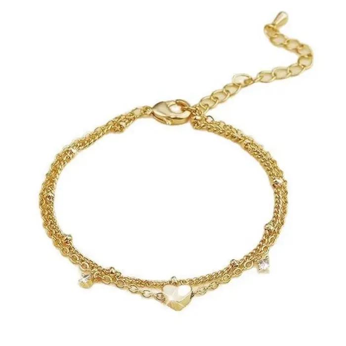 Bracelet à pendentif double couche, simple et polyvalent, accessoire cadeau d'anniversaire pour femme