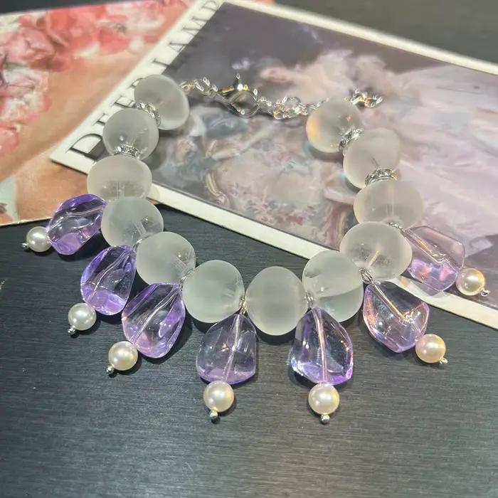 Ensemble de bijoux Vintage pour femmes, collier et boucles d'oreilles à pampilles mates, 2025
