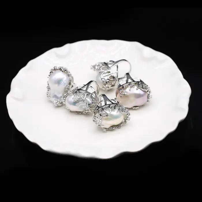 Bague en perles d'eau douce naturelles baroques, 1 pièce, Style palais rétro européen, charmant, accessoires de bijoux pour femmes, cadeaux quotidiens