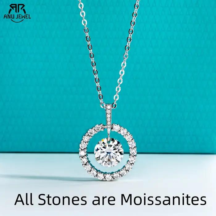 AnuJewel 3ct D couleur Moissanite diamant Halo pendentif collier 925 en argent Sterling cadeaux de saint valentin bijoux en gros