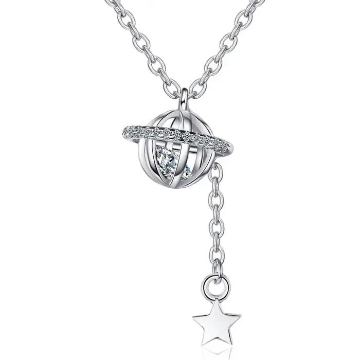 Collier pendentif planète cosmique en argent Sterling S925 pour femmes (40cm + 3.5cm), livraison gratuite sur bijoux de luxe