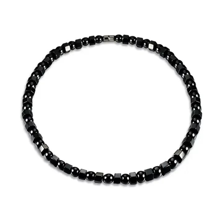 Collier en hématite noire, collier thérapie magnétique guérison, soulagement douleur pour le cou