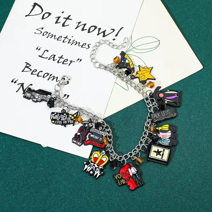 Breloque de bracelet Hamilton 'Talk Less Smile More' - Accessoire de bijouterie tendance pour femme, idée cadeau mignonne de la série musicale de dessins animés